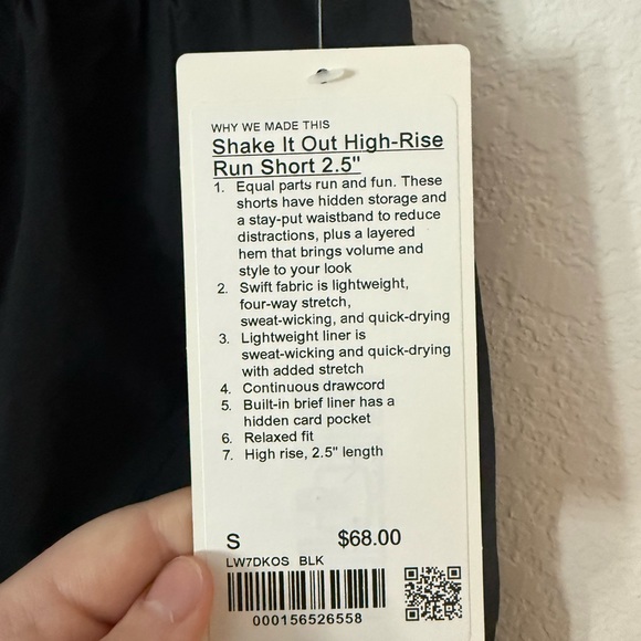 NWT Lululemon Athletica Black Smocked-Waist Shorts - Picture 2 of 5